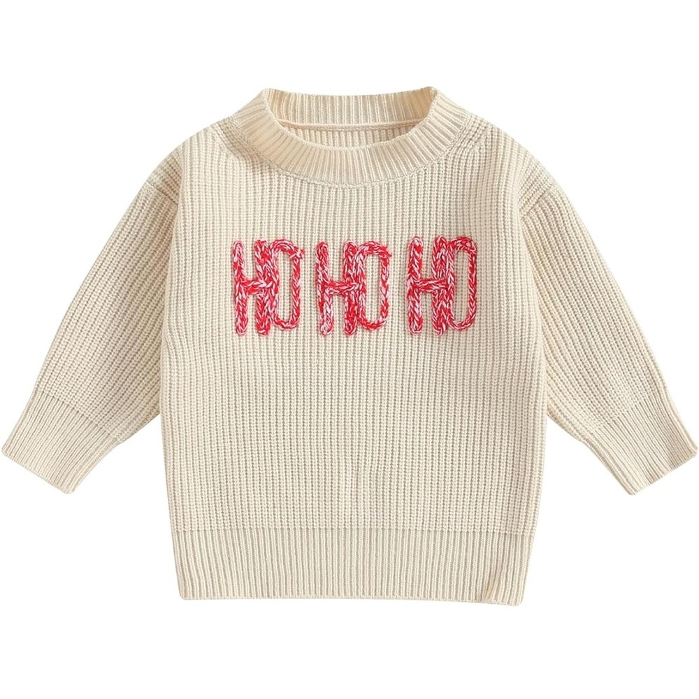 New Gender Neutral‎ Embroidered Cream Ho Ho Ho Sweater